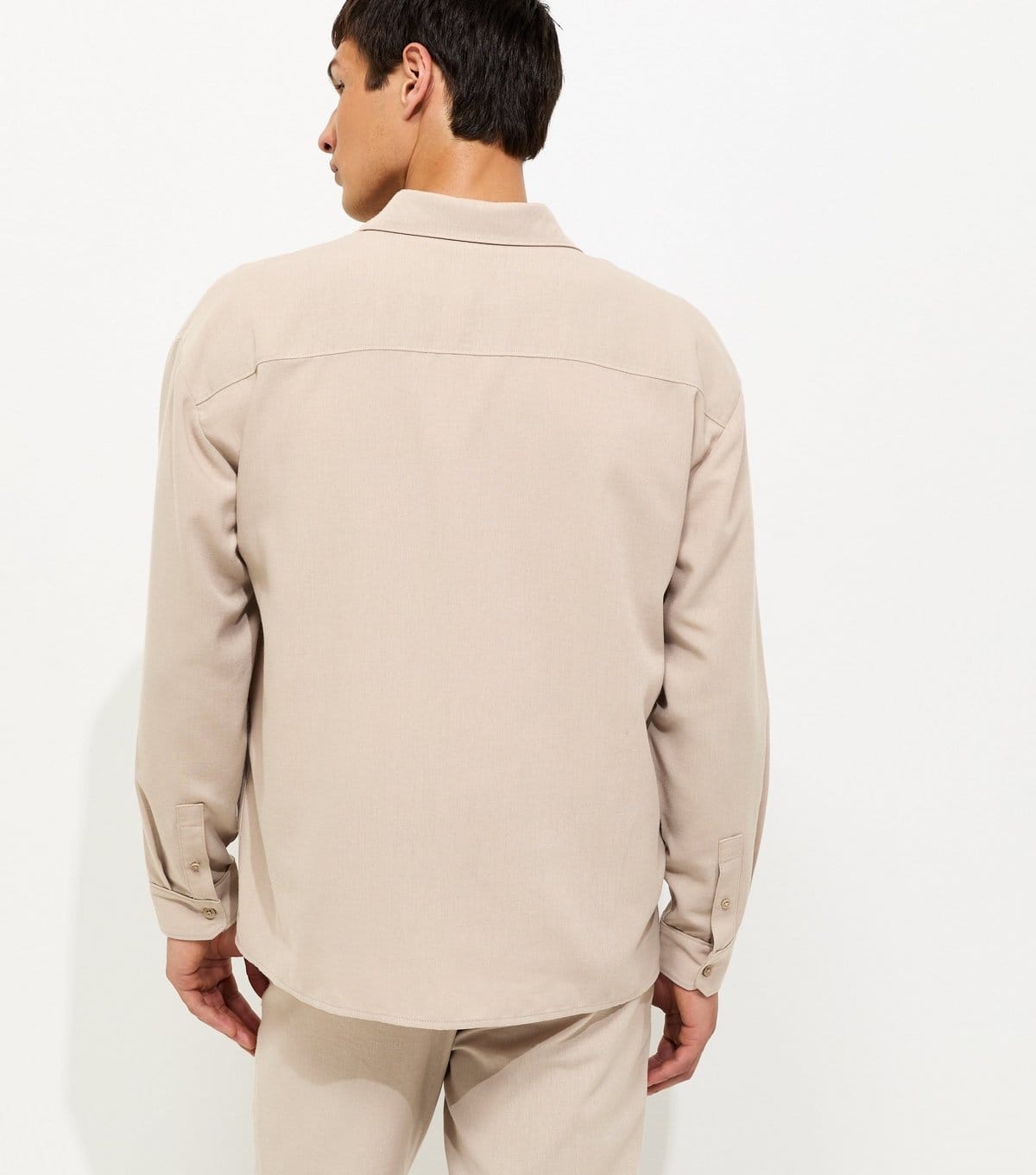 New Look Men's Stone Oversized Linen Look Shirt New Look - 4