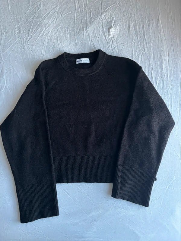 Bershka Black Ribbed Cropped Sweater