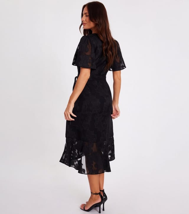Quiz Women's Black Lace Frill Midi Dress Quiz New Look - 3