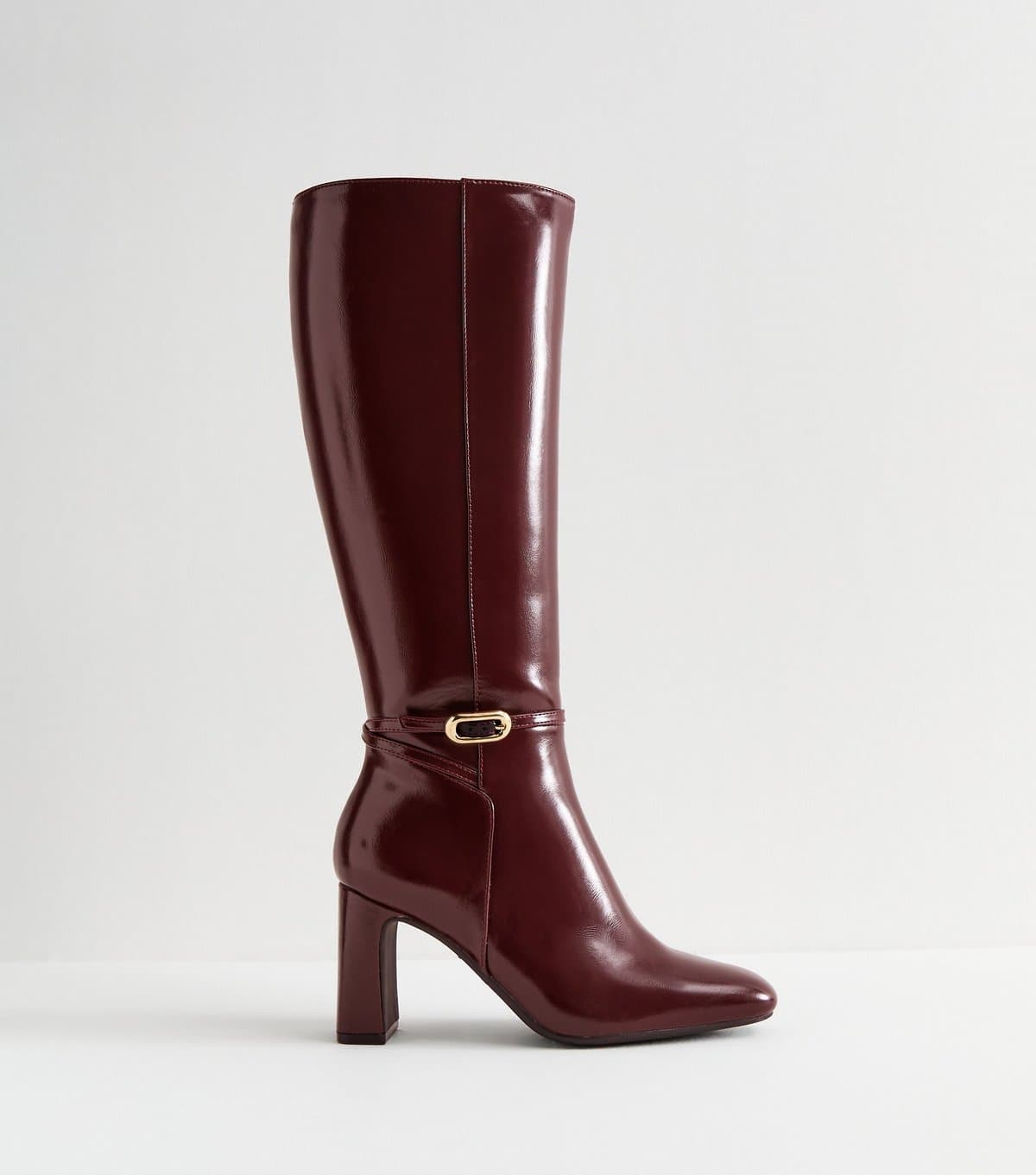 New Look New Look Burgundy Faux Leather Knee High Boots