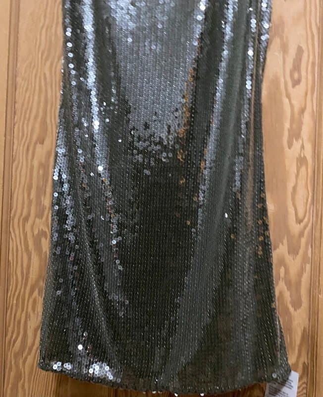 ASOS Asos size 16 sequin crossover straps khaki Christmas party maxi dress