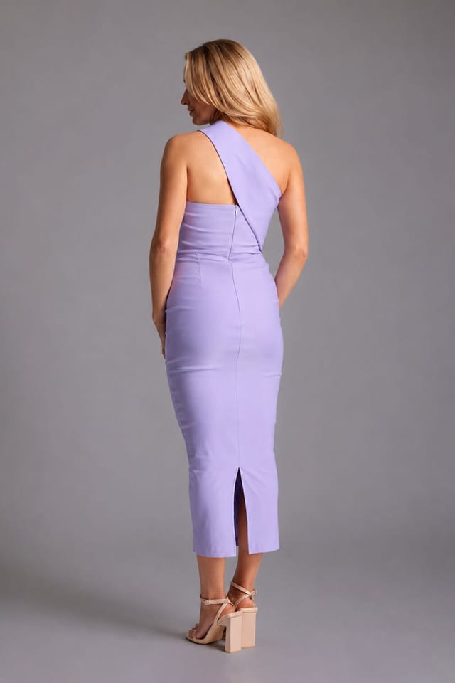 Vesper Vesper Women's One Shoulder Bodycon Midaxi Dress in Lilac - 3