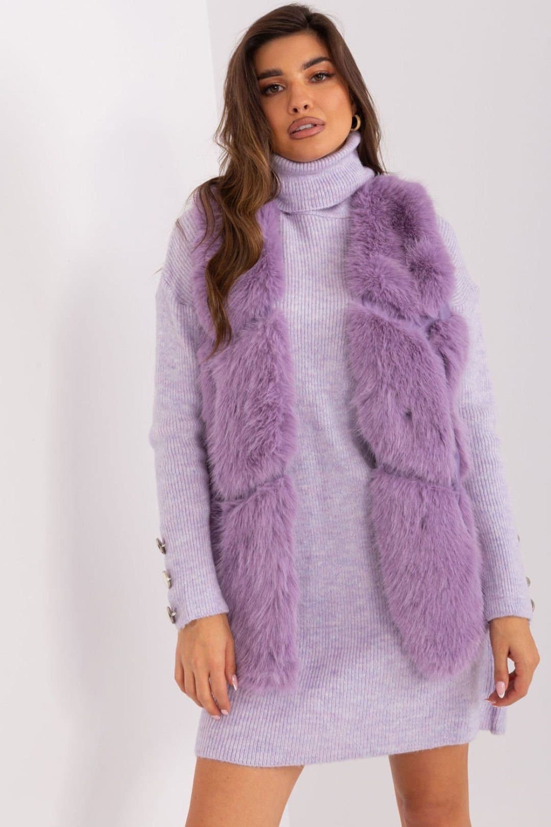 Love Lace Love Lace Women's Soft Polyester Faux Fur Vest with Slip Pockets Style 187528 in Violet