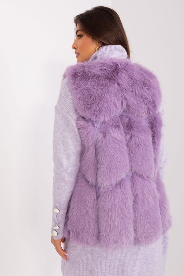Love Lace Love Lace Women's Soft Polyester Faux Fur Vest with Slip Pockets Style 187528 in Violet - 3