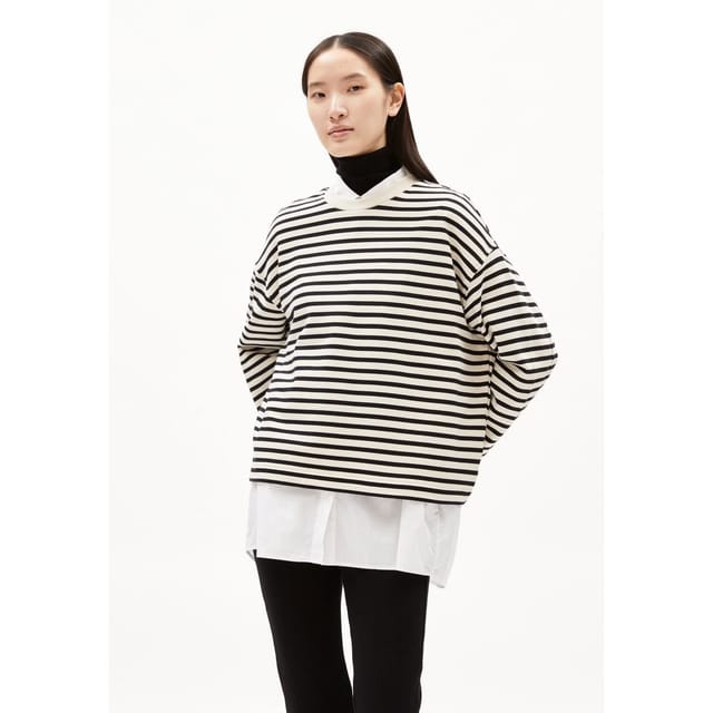 ARMEDANGELS ARMEDANGELS Women's Striped Sweatshirt Frankaa in Black - 2