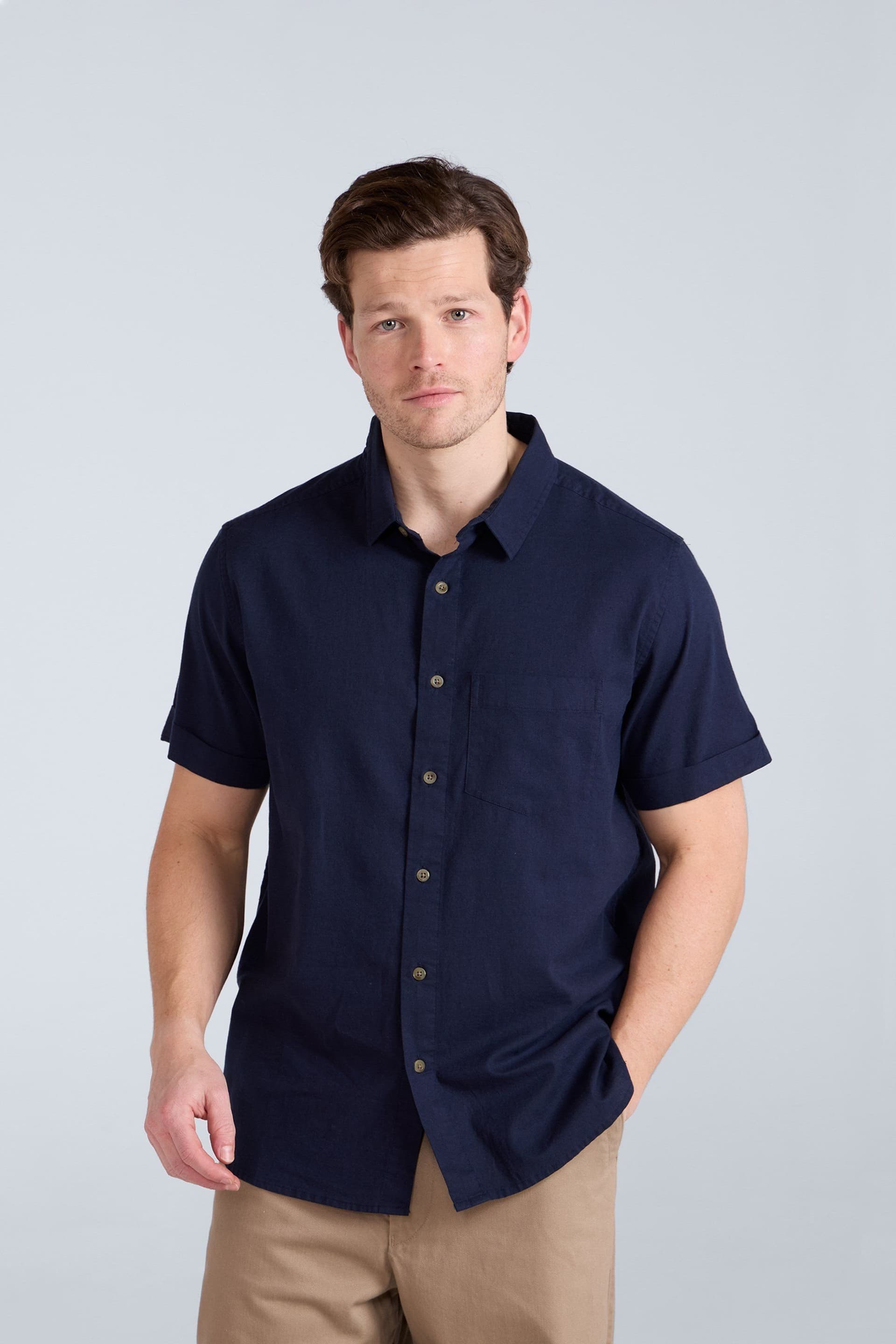 Animal Animal Men's Bayside Shirt Short Sleeve Casual Summer Cotton T-Shirt in Navy