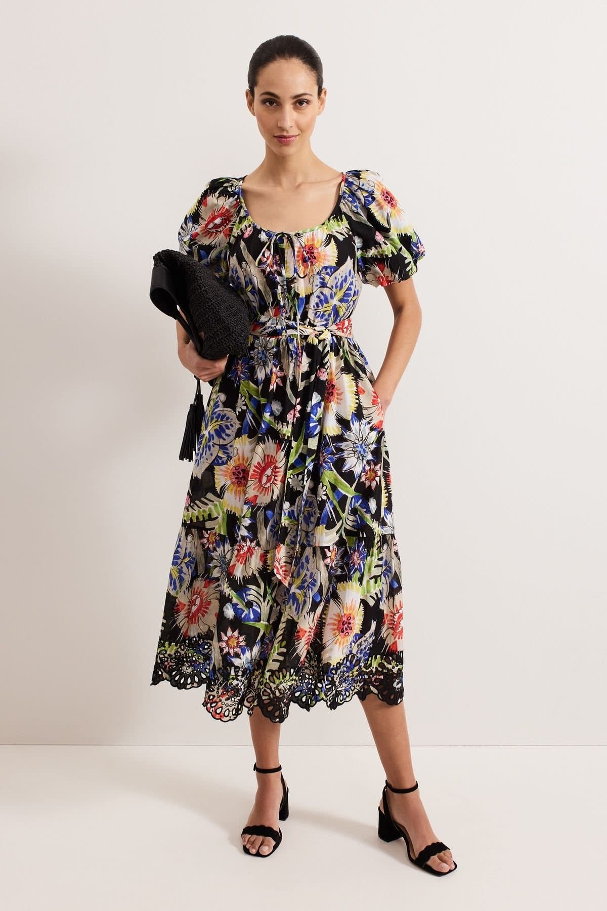 Phase Eight Phase Eight Women's Asa Floral Tie Neck Dress in Black