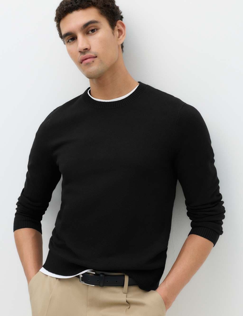 Marks & Spencer M&S Air Yarn Crew Neck Jumper Black