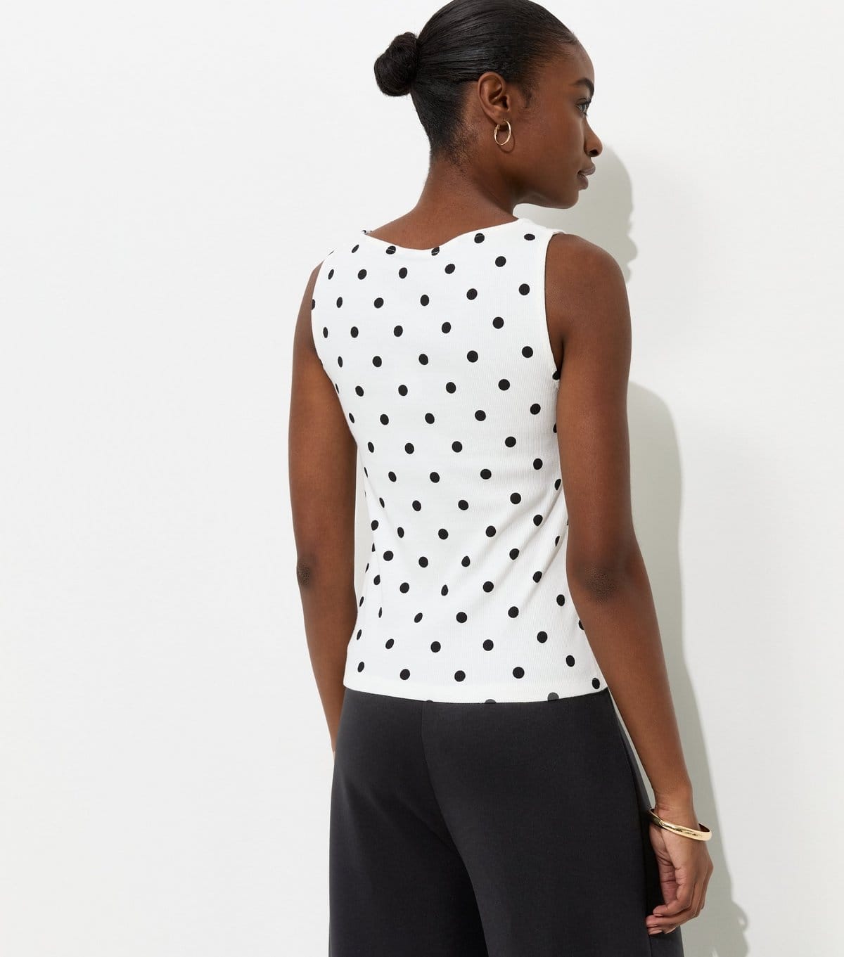 New Look Women's Cream Cotton Rich Spot Print Button Through Top New Look - 4