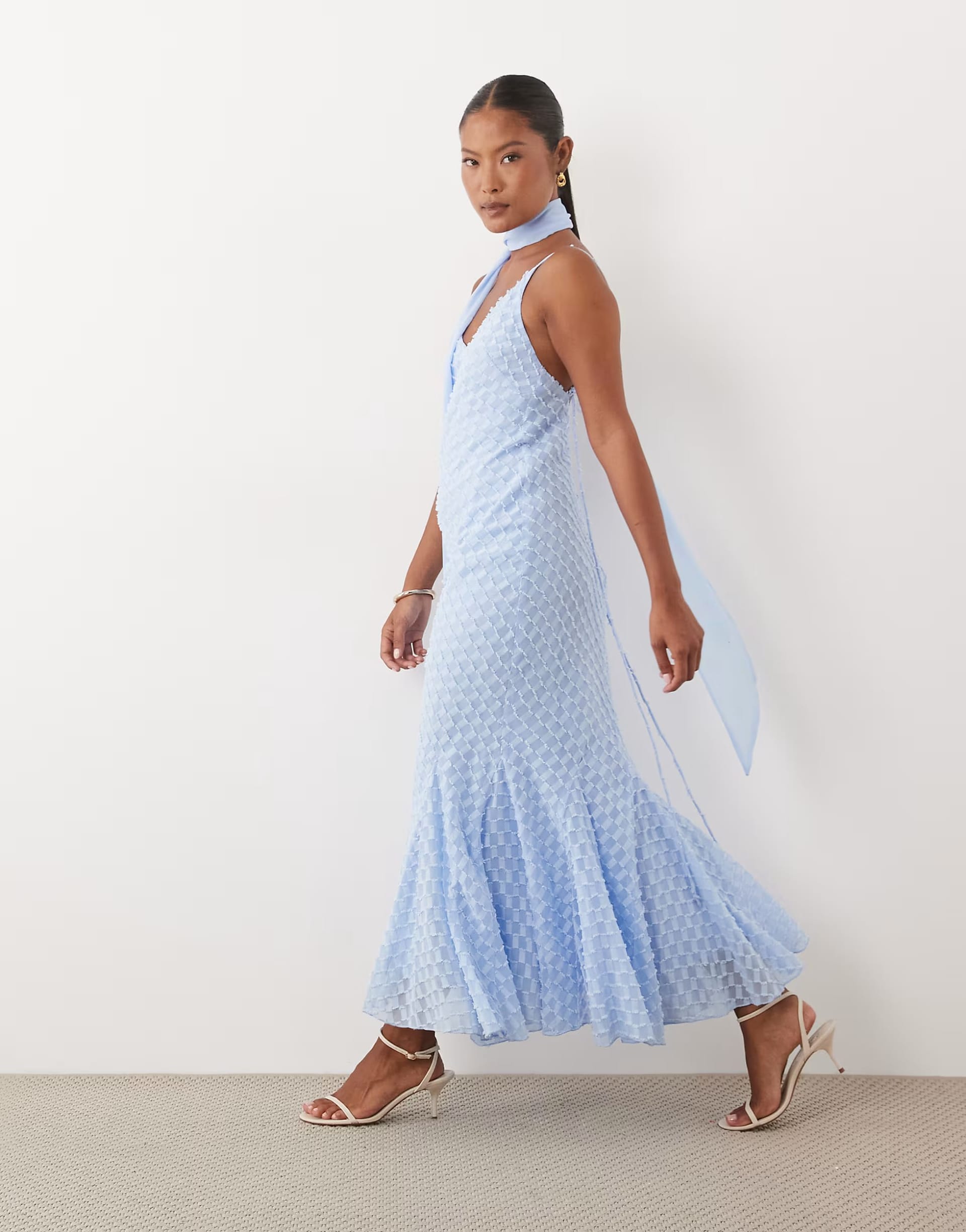 ASOS Light Blue Lace Cami Dress with Full Godets