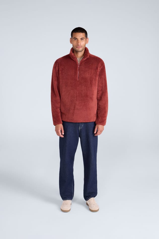 Animal Animal Men's 'Teddy' Warm Comfortable Half Zip Casual Outdoor Cosy Fleece Jumper in Red - 2