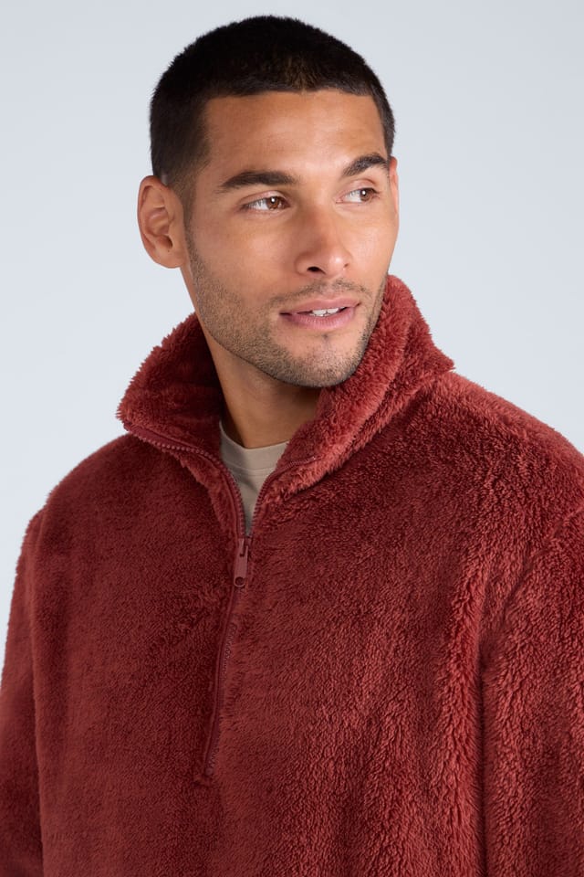 Animal Animal Men's 'Teddy' Warm Comfortable Half Zip Casual Outdoor Cosy Fleece Jumper in Red - 3