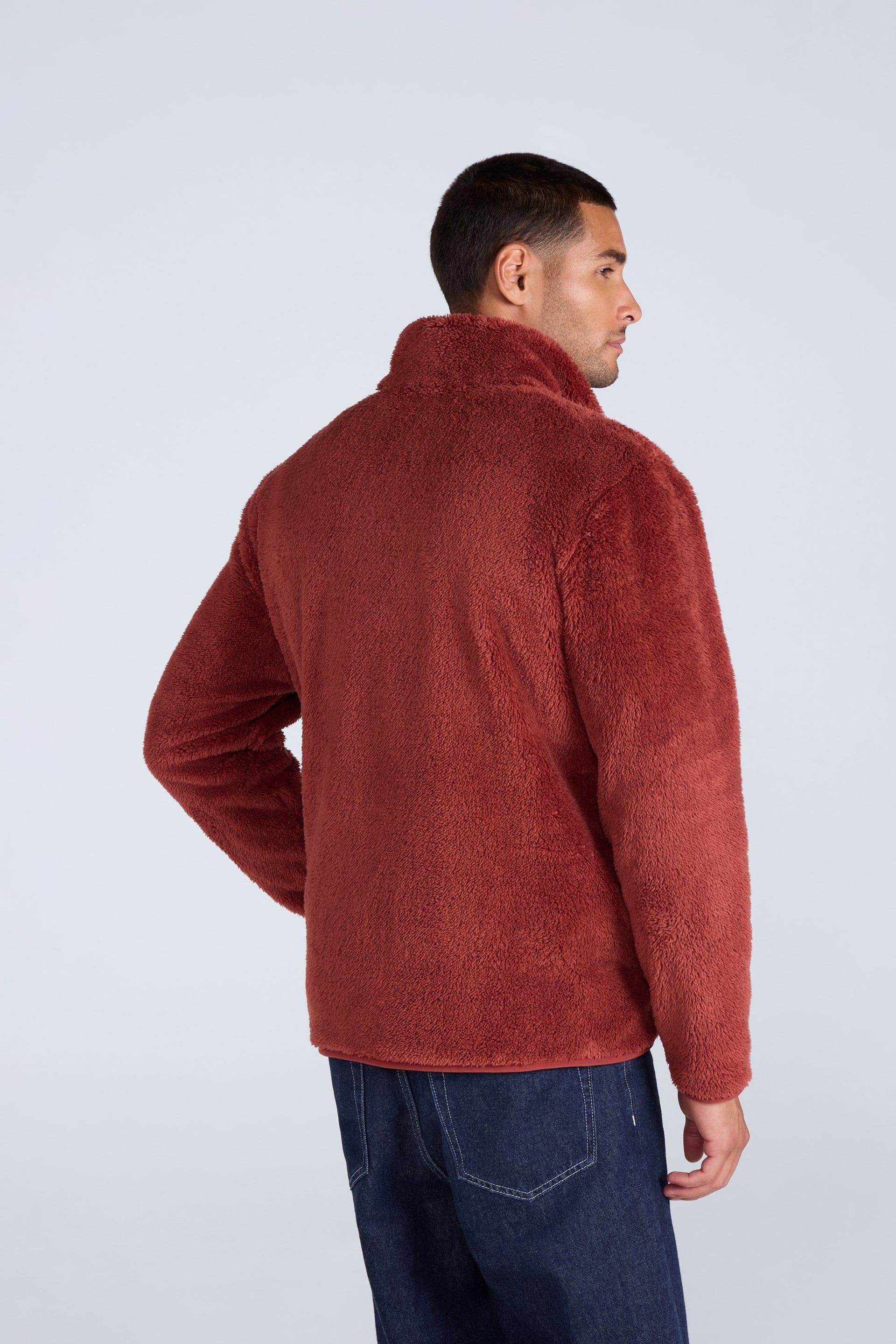 Animal Animal Men's 'Teddy' Warm Comfortable Half Zip Casual Outdoor Cosy Fleece Jumper in Red - 4