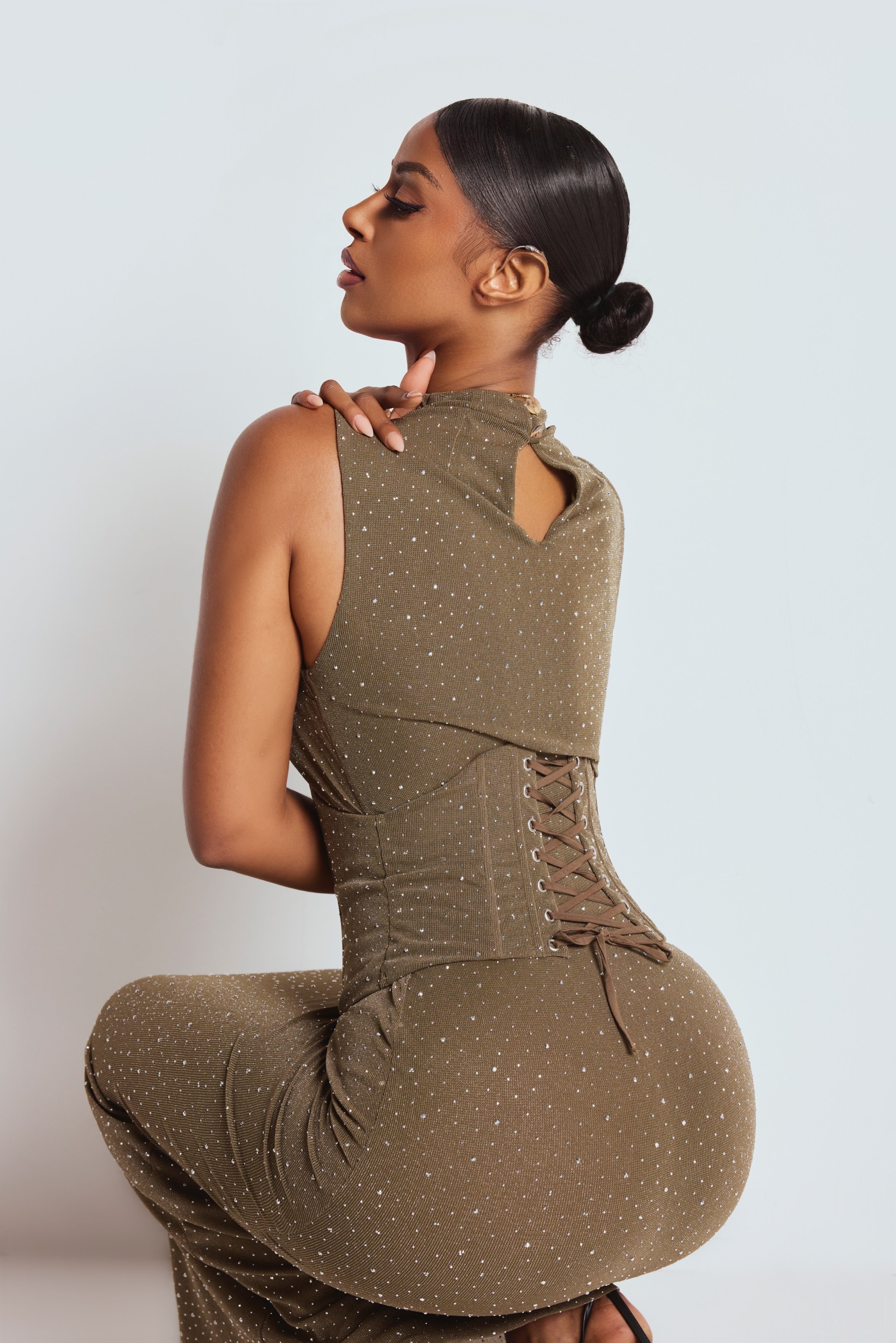 LEMONLUNAR LEMONLUNAR Women's The Genevieve Maxi Dress Khaki - 3