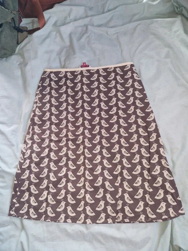 White Stuff Size 10 white stuff a line knee length scandi folk bird print skirt
