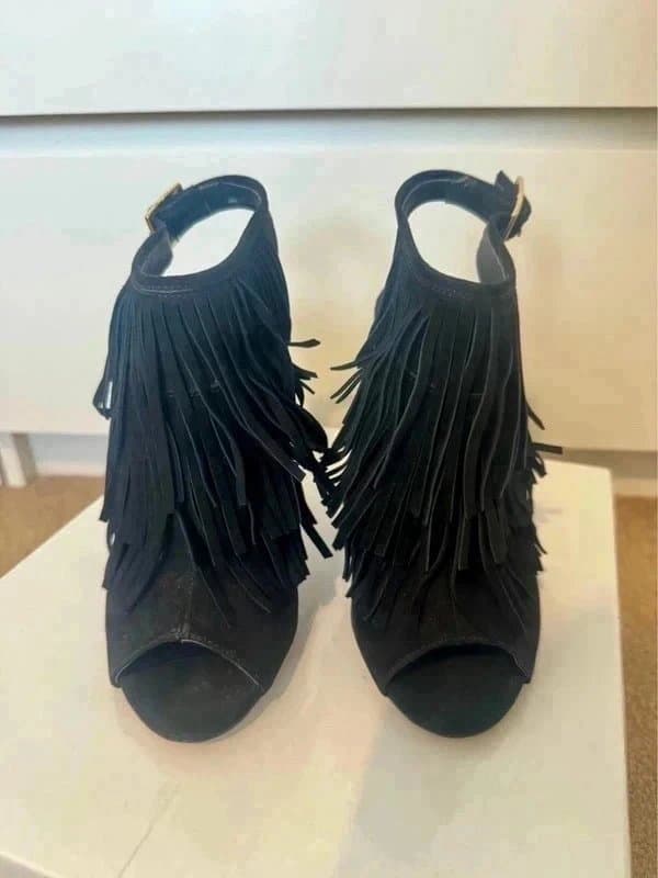 Topshop Slingback Suede fringe heels Topshop