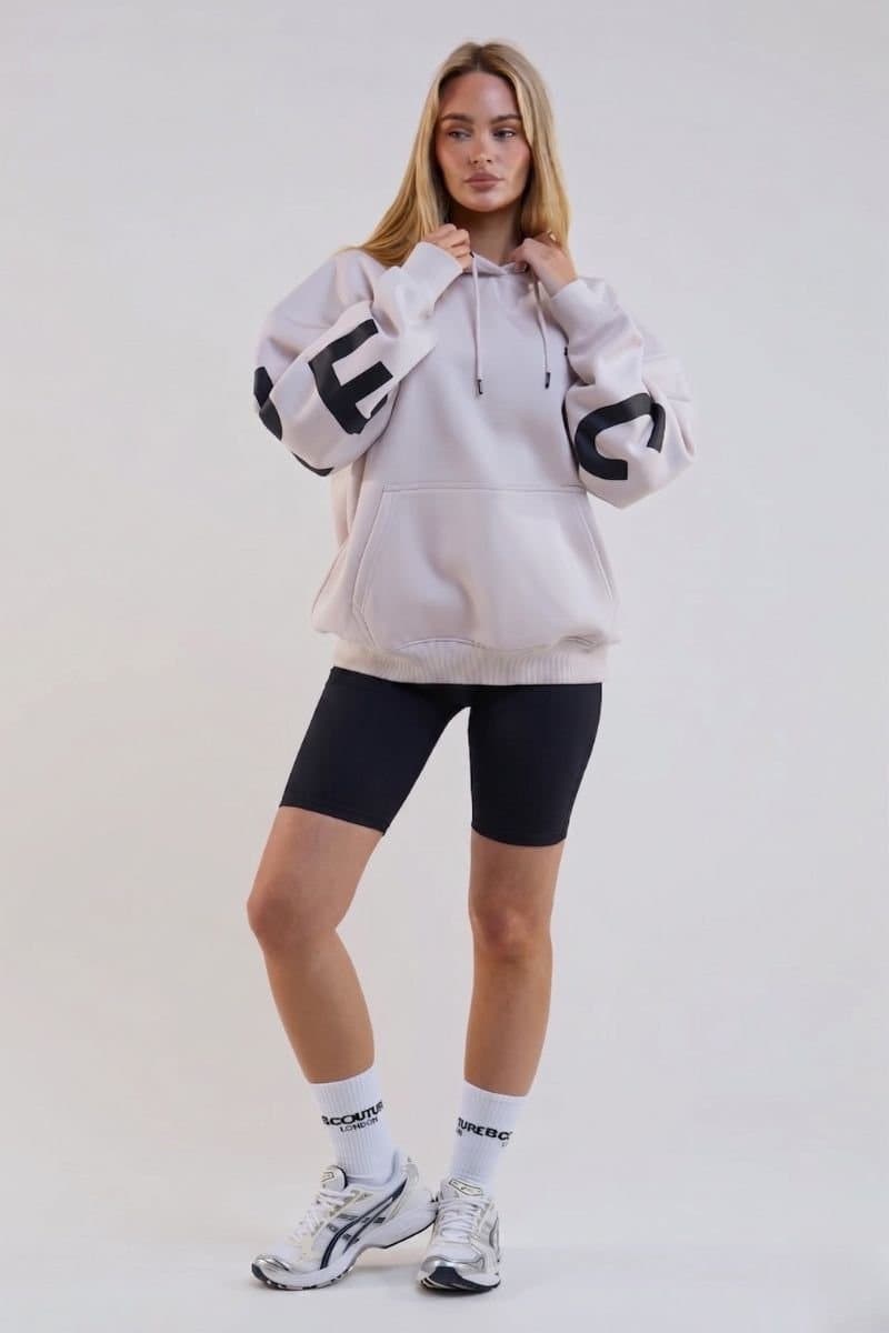 BCouture BCouture Women's Cycling Shorts, Hoodie & T-Shirt Set in Light Beige