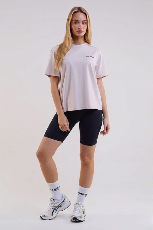BCouture BCouture Women's Cycling Shorts, Hoodie & T-Shirt Set in Light Beige - 2