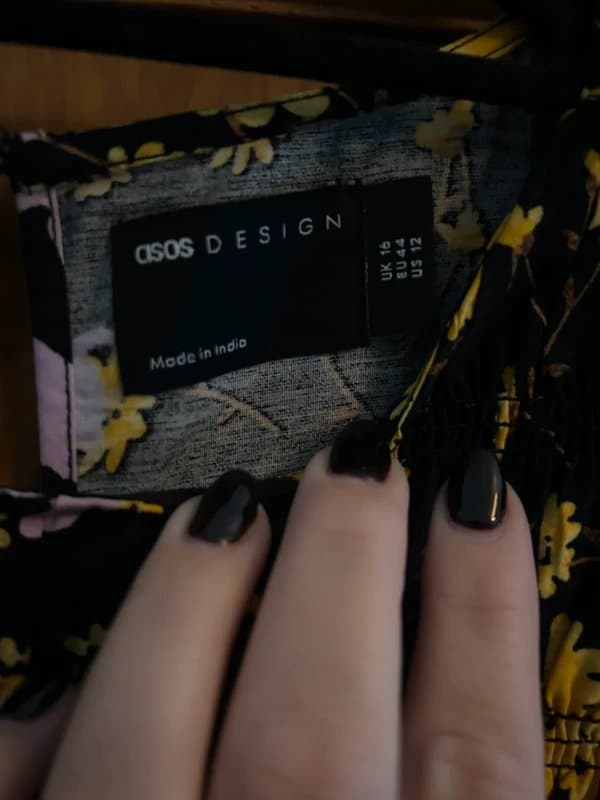 ASOS ASOS Design Black Floral swing dress size 16