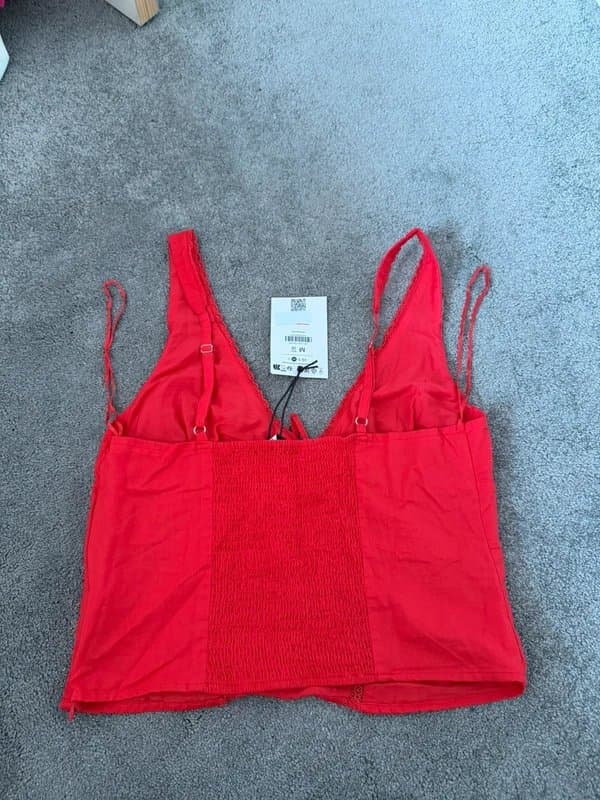 Bershka Red Lace Strappy Top