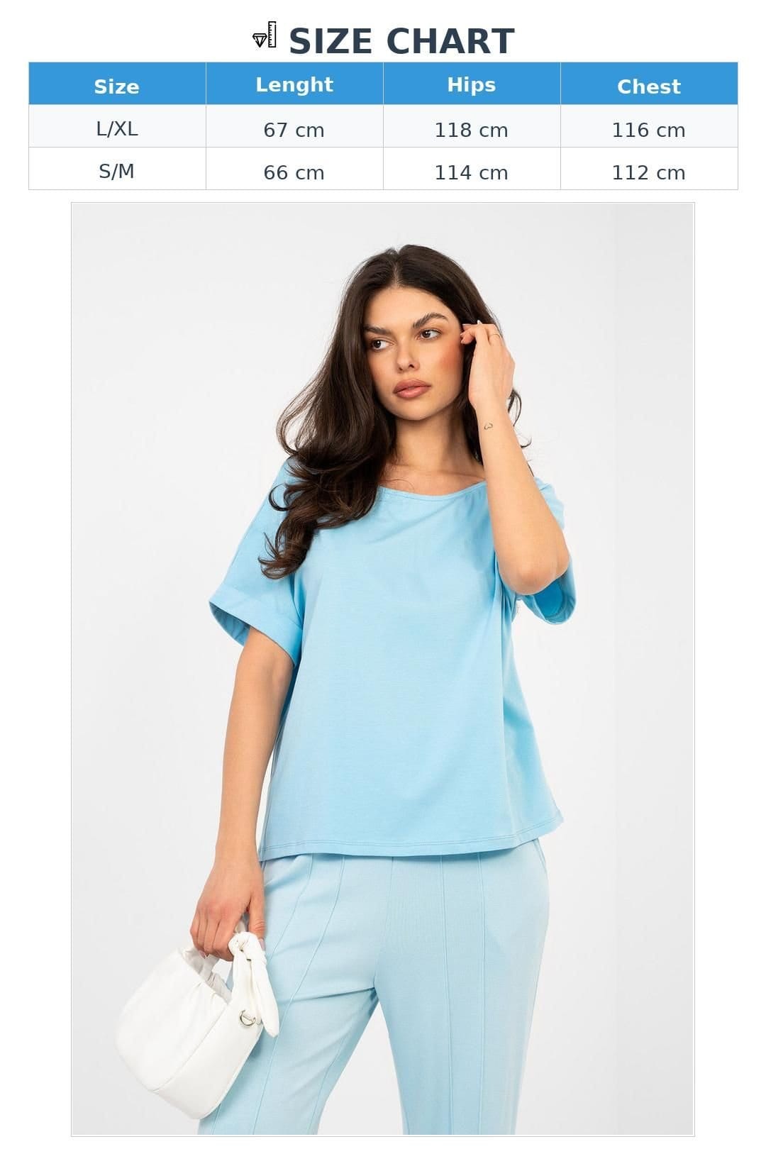 Love Lace Love Lace Women's Classic Oversize Cotton Elastane Blouse in Blue - 4