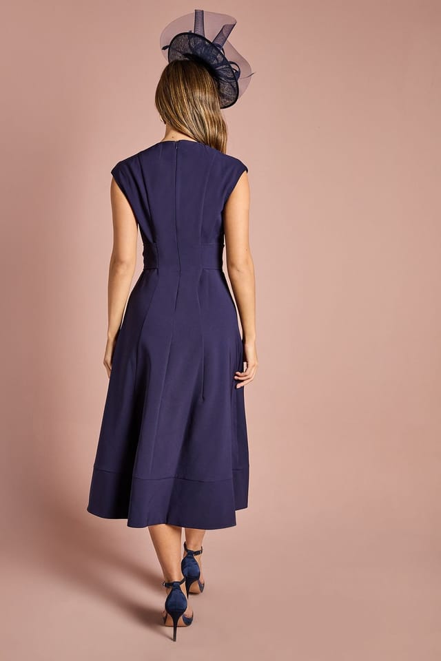 Coast Coast Women's Belted Crepe Dress in Navy - 3