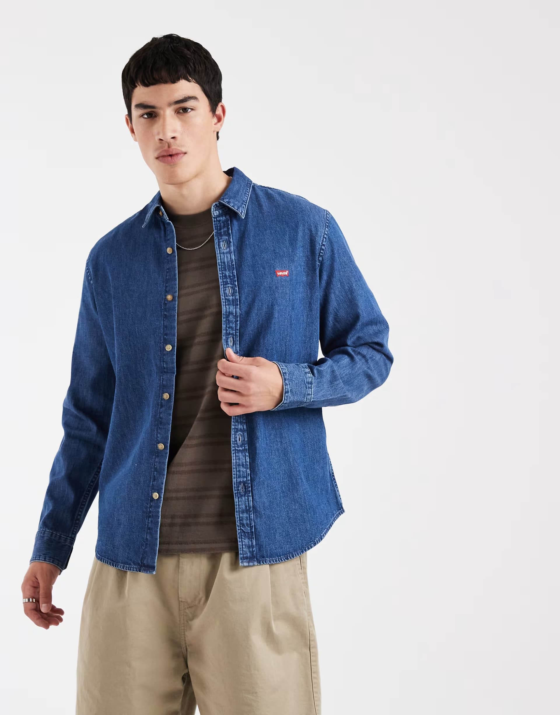 ASOS Levi's logo icon denim shirt in mid blue