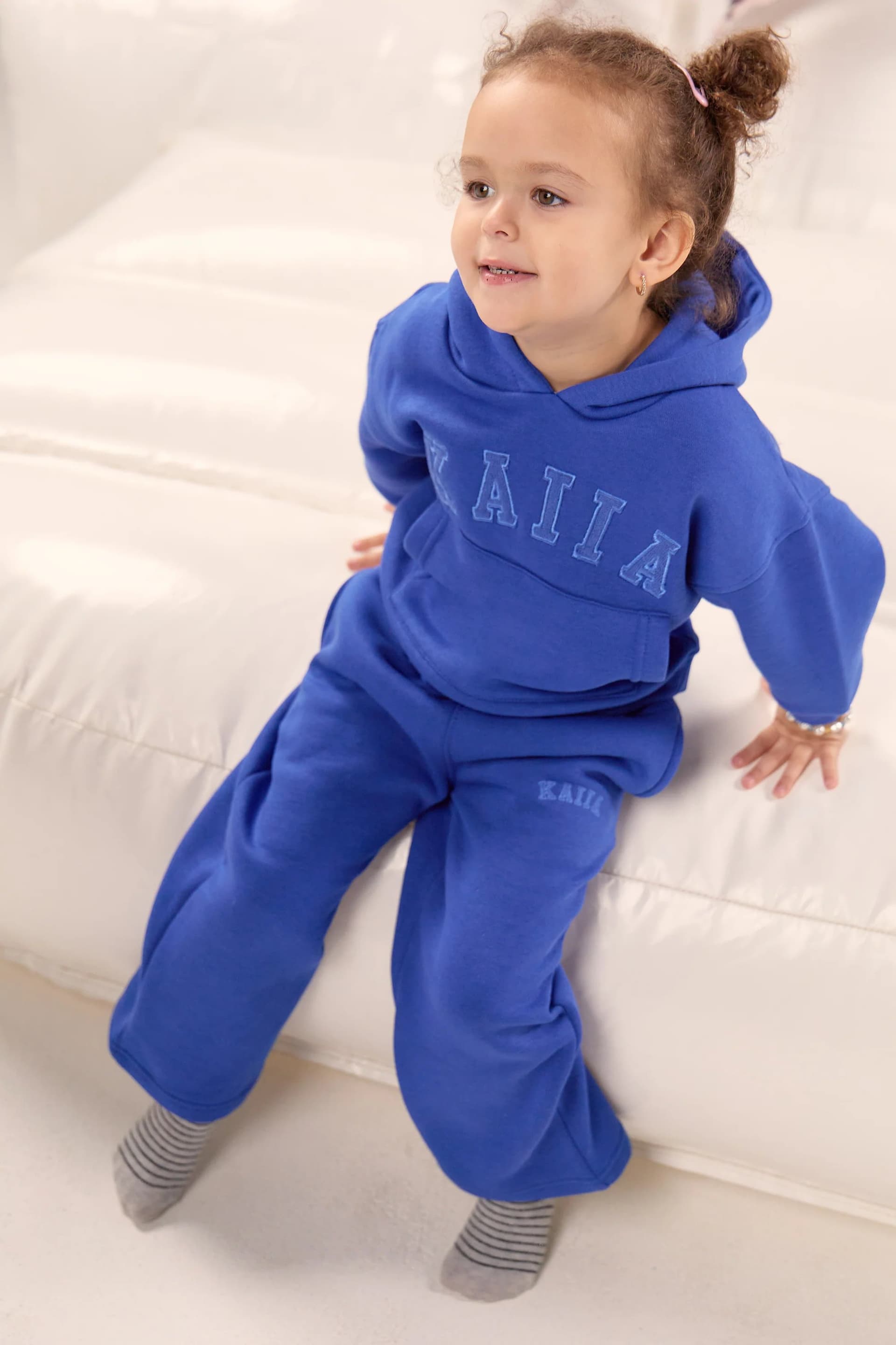 Kaiia Kaiia Kids Logo Straight Leg Joggers Cobalt Blue