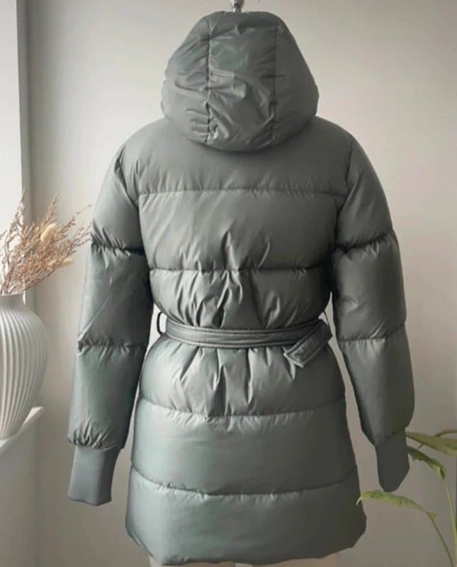 Kenzo Kenzo light greenish grey puffer coat with hood