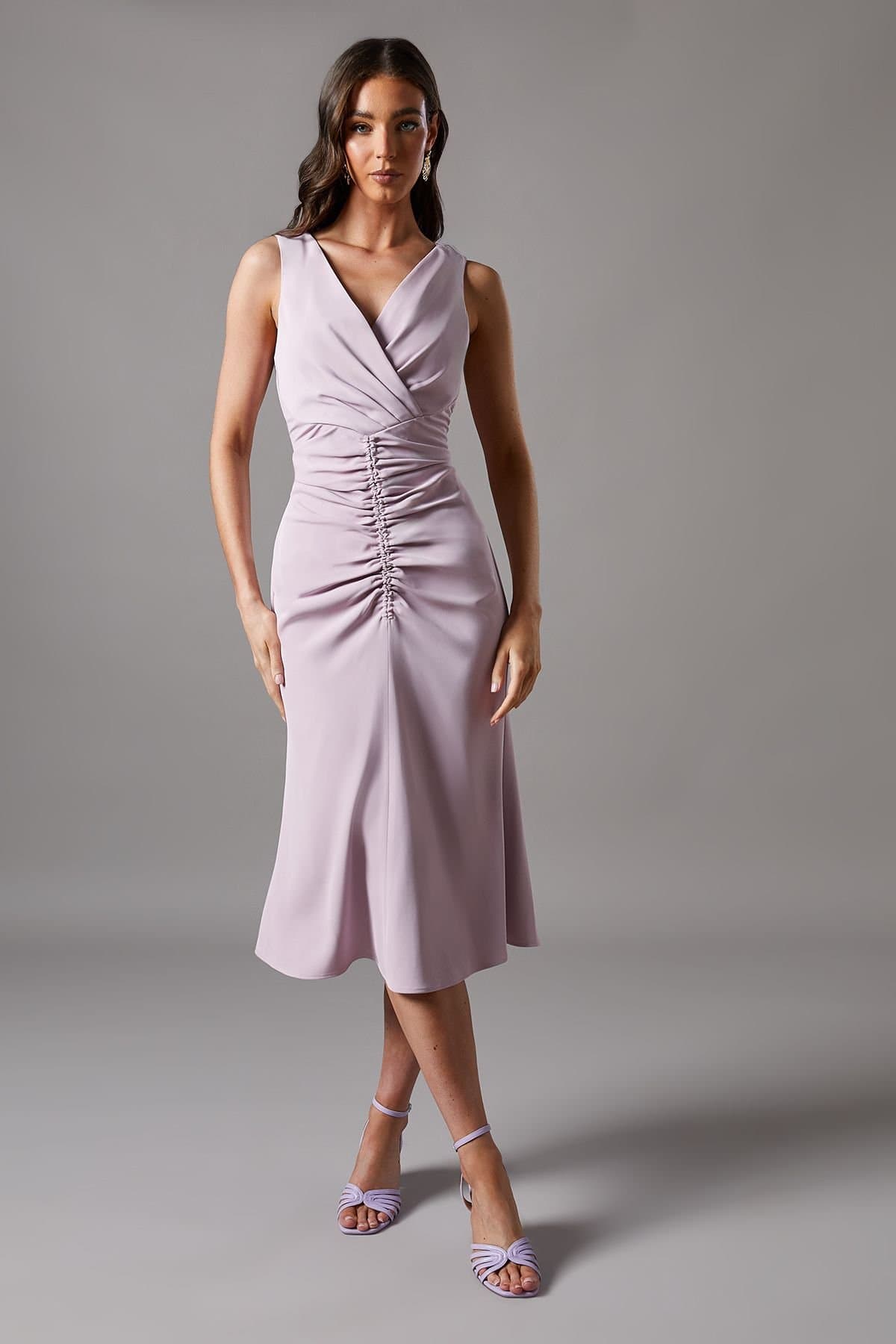 Coast Coast Women's Ruched Vee Dress in Lilac