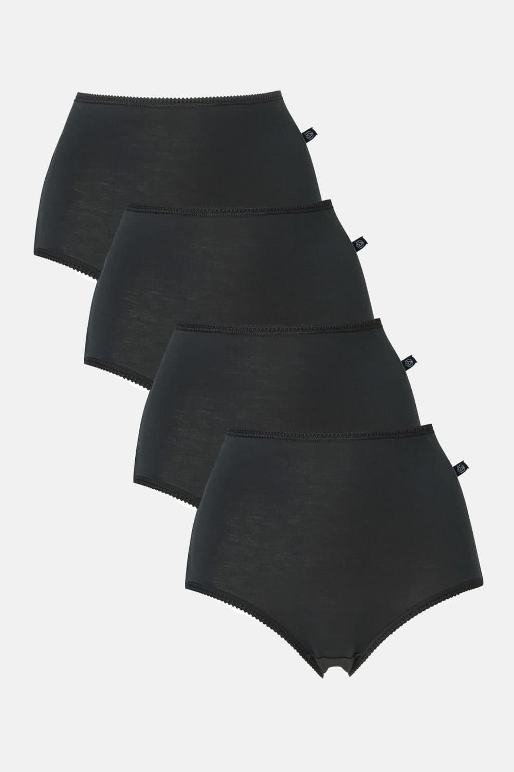 British Boxers British Boxers Women's Pack of Four "Black" Bamboo Full Briefs in Black