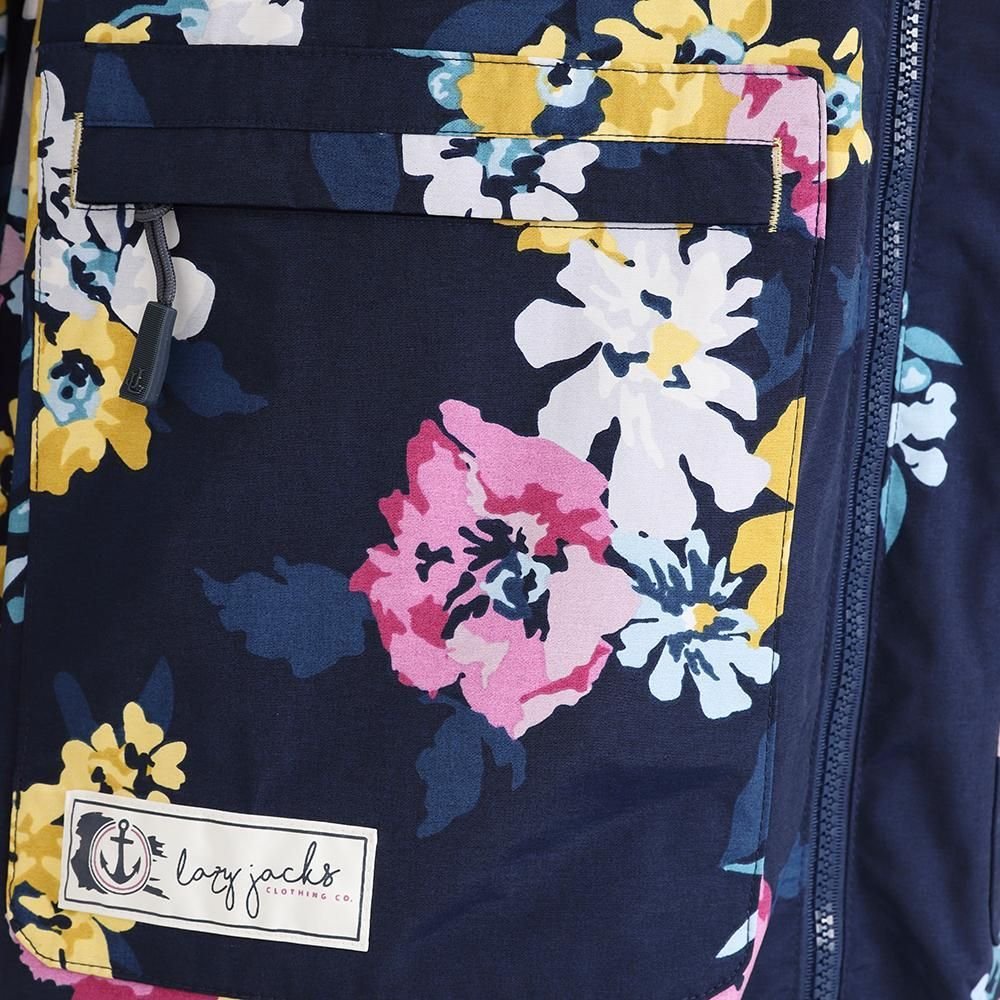 Lazy Jacks Lazy Jacks Women's Long Length Waterproof Jacket in Navy - 2