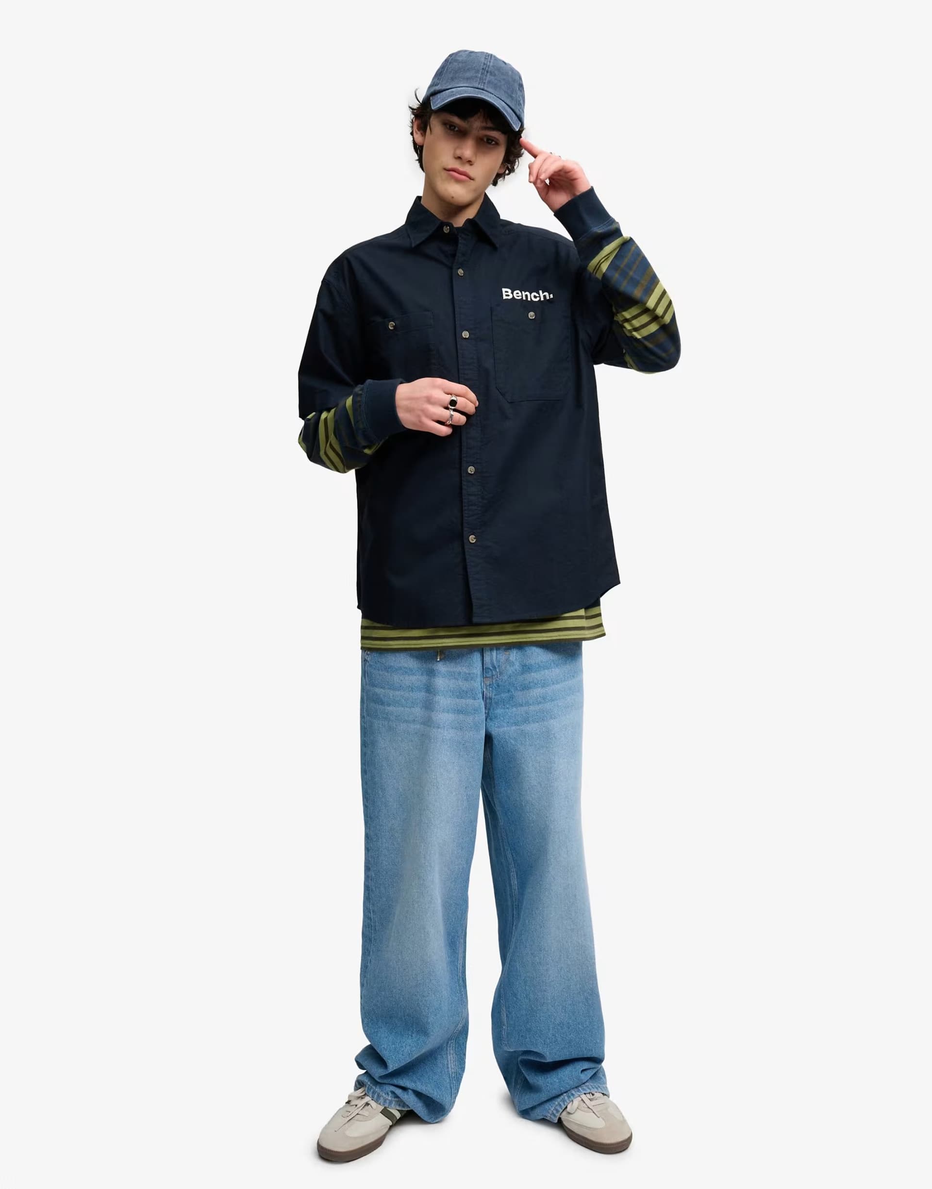 ASOS Bench x Superdry & Co Mechanic short sleeve boxy shirt in eclipse navy