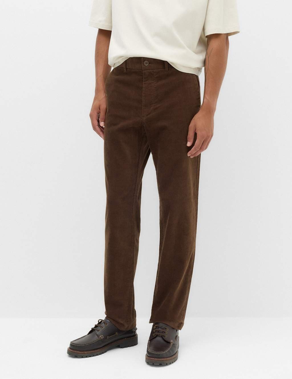 Marks & Spencer M&S Regular Fit Corduroy Stretch Chinos Rich Brown