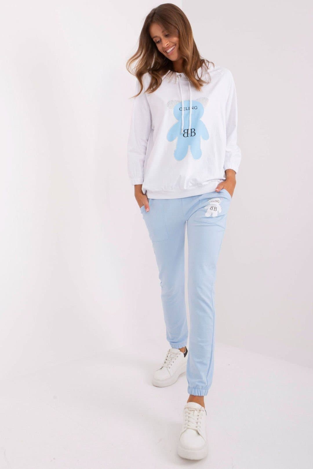 Love Lace Love Lace Women's Teddy Bear Sweatshirt & Pants Set Style 182702 in Baby Blue