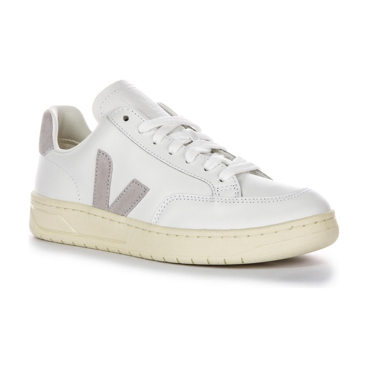 Veja Veja Men's 'V-12 Leather' Leather Trainers in Light Grey - 1