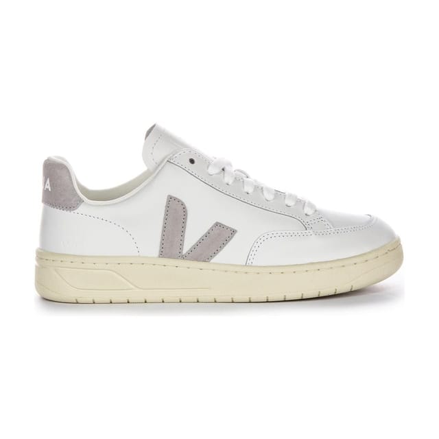 Veja Veja Men's 'V-12 Leather' Leather Trainers in Light Grey - 2