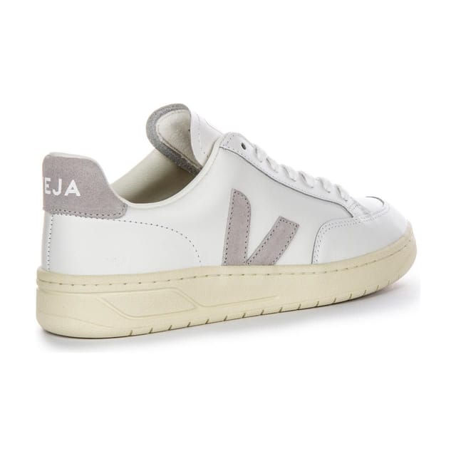 Veja Veja Men's 'V-12 Leather' Leather Trainers in Light Grey - 3