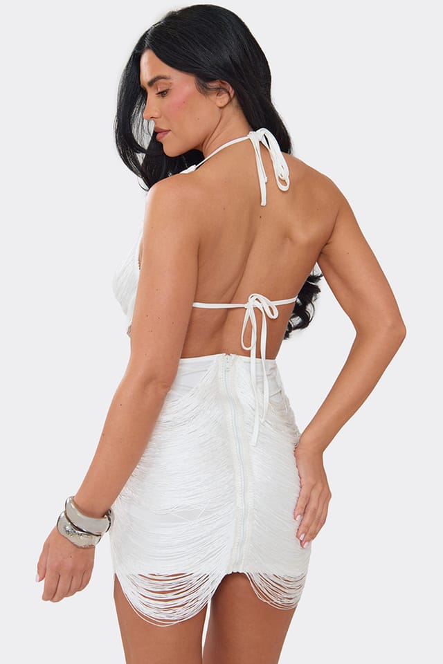 EGO EGO Women's Sleeveless Open Back Mini Dress in White - 2