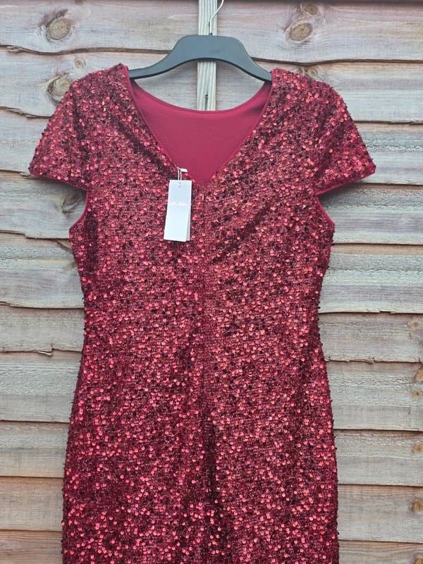 Yours London Yours London / Dusk Burgundy Velvet Sequin Dress Size UK 14 RRP £65 NWT