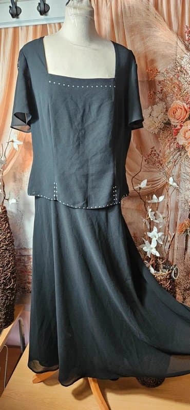 ROMAN Roman black vintage elegant evening dress size 14