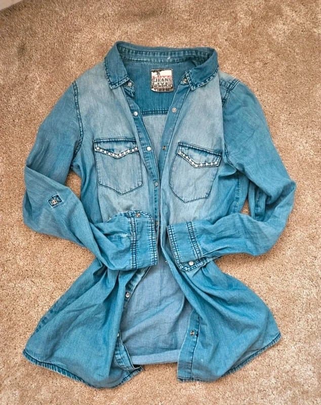 New Look Ladies new look denim y2k embellished shirt size 8