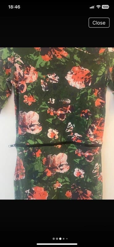 Topshop Topshop Green Floral Zip Front Jersey Dress sz 10 Great Condition