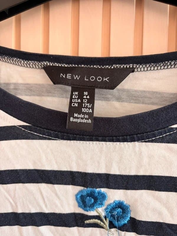 New Look Stripy T-shirt with embroidered flowers