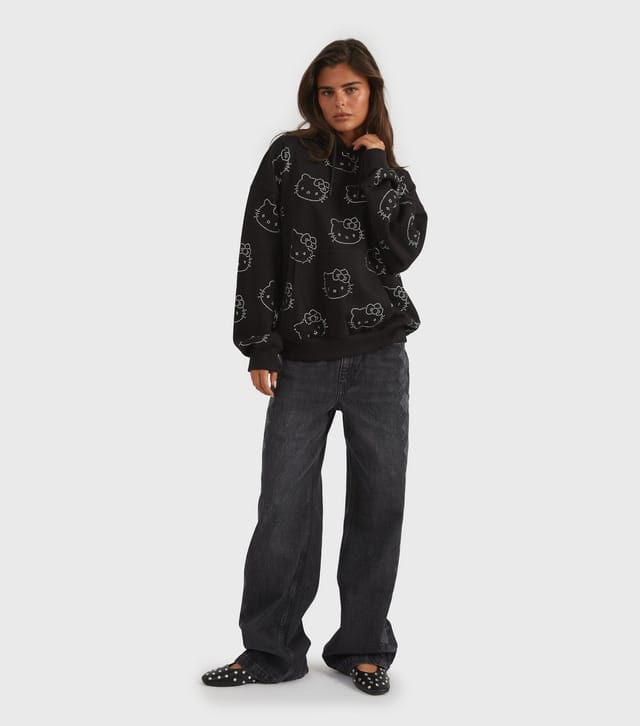 Skinnydip Women's Black Diamante Hello Kitty Hoodie Skinnydip New Look - 2