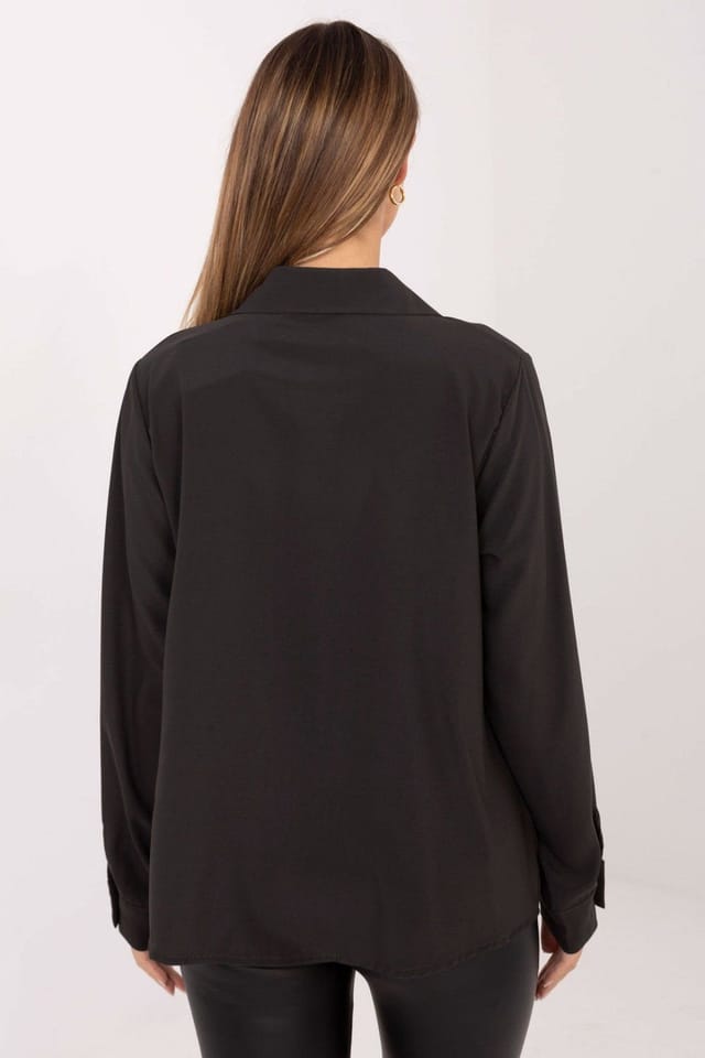 Love Lace Love Lace Women's Elegant Long Sleeve Polyester Button Shirt in Black - 3