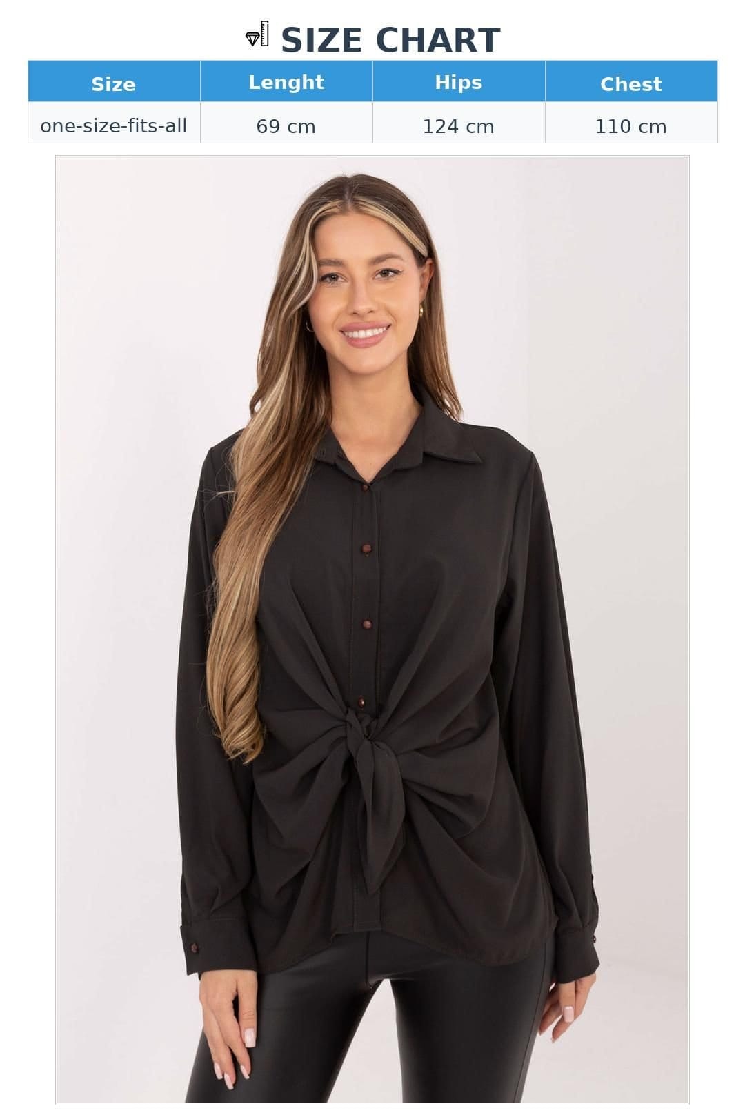 Love Lace Love Lace Women's Elegant Long Sleeve Polyester Button Shirt in Black - 4