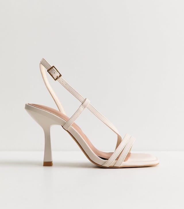 New Look Women's Extra Wide Fit Off White Multi Asymmetric Strap Heel Sandals Vegan New Look - 2