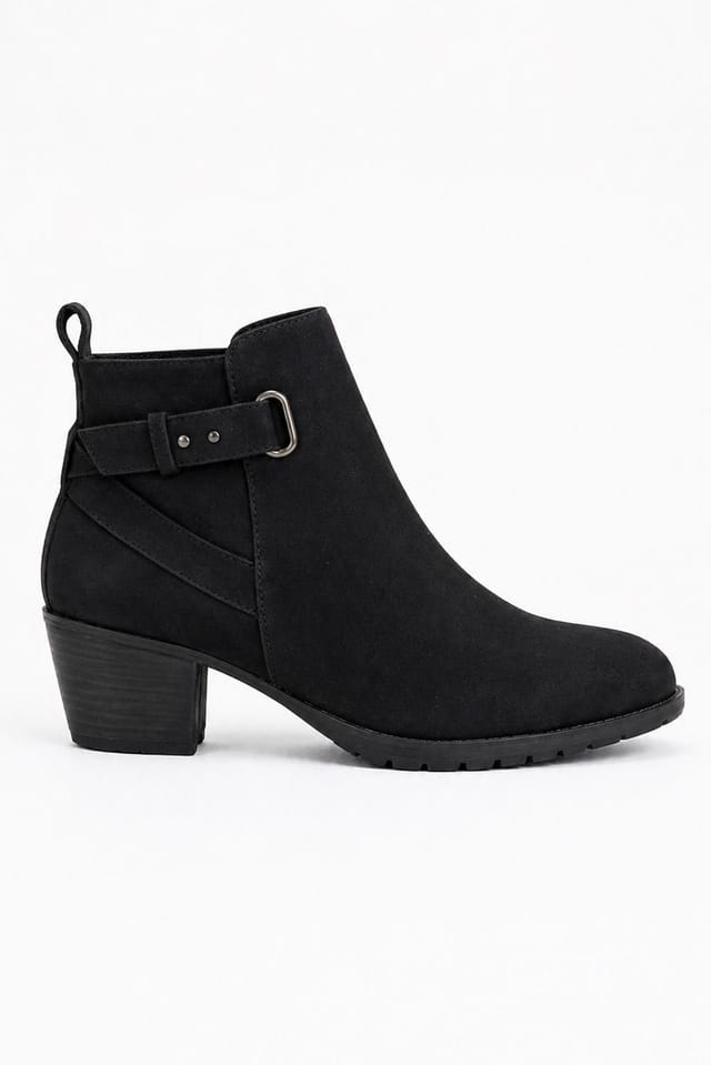 Spot On Spot On Women's Low Block Heel Ankle Boots with Buckle Detail in Black - 2