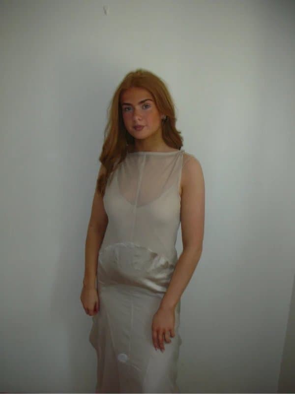 ASOS Design Dropped panel waist a-line maxi dress with godets in stone